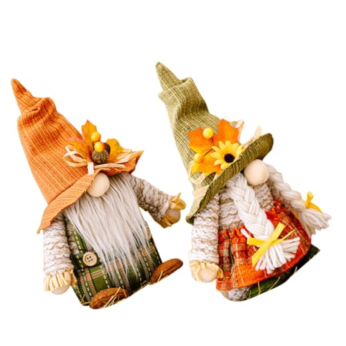 HEALSOPTHY 2stücke Zwei Haus Thanksgiving GNOME Puppen GNOME Puppe Ornamente Thanksgiving Gefüllte Für Herbstparty Und Dekoration von HEALSOPTHY