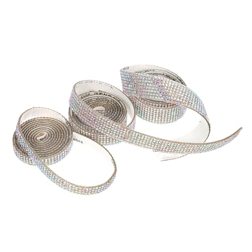 HEALSOPTHY 3 Rollen Selbstklebendes Strassband für DIY Basteln Hitzebeständig Stabile Kristallbänder Ausführung Geeignet zur Dekoration von Kleidung Taschen Hüten und Hochzeitskleidern von HEALSOPTHY