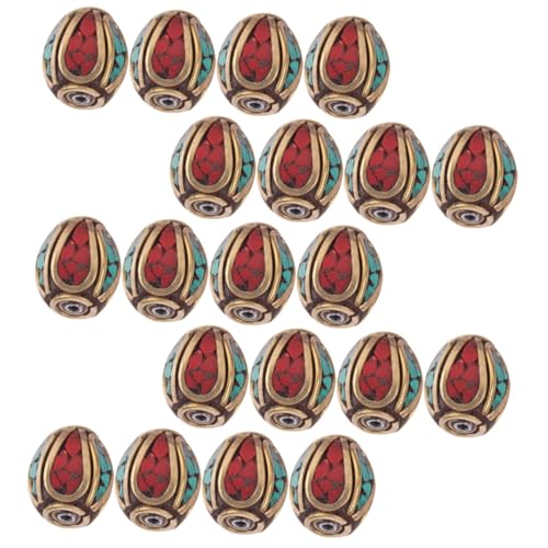 HEALSOPTHY 3 Sätze Handgemachte Buddha Spacer Beads Messing Mit Türkis Tibetischer Stil Lose Perlen Für Schmuckherstellung Diy Armbänder Und Schlüsselanhänger 20 Stück * 3 von HEALSOPTHY