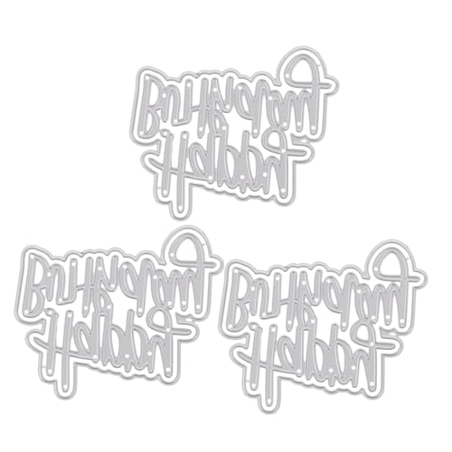 HEALSOPTHY 3 Stück Carbon Steel Stanzschablonen Happy Birthday Prägeschablonen für Kartenherstellung DIY Scrapbooking Fotoalbum Metall Stanzformen mit Feiner Gravur für Präzise Schnitte und von HEALSOPTHY