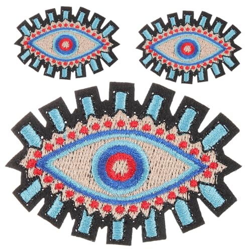 HEALSOPTHY 3 Stück Kleine Strapazierfähige Aufnäher mit Alien augen motiv Bügelbare Applikationen für Kleidung Mäntel Hüte und DIY textildekoration Selbstklebend und Langlebig von HEALSOPTHY