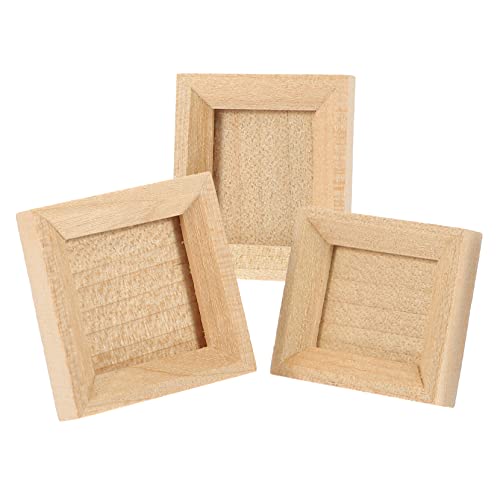 HEALSOPTHY 3 Stück Mini Holz Bilderrahmen für Puppenhaus Dekoration Handgefertigte Miniatur Fotorahmen DIY Mikro Landschaftsdeko Stabile Kleine Rahmen für Mini Haus Accessoires und von HEALSOPTHY