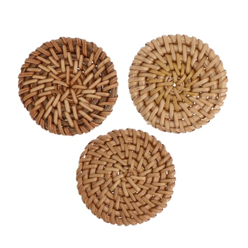 HEALSOPTHY 3 Stück Teiliges Rattan DIY Schmuckanhänger Runde Geflochtene Pendants für Ohrring Basteln Einfache Natürliche Charms für Kreative Schmuckherstellung von HEALSOPTHY