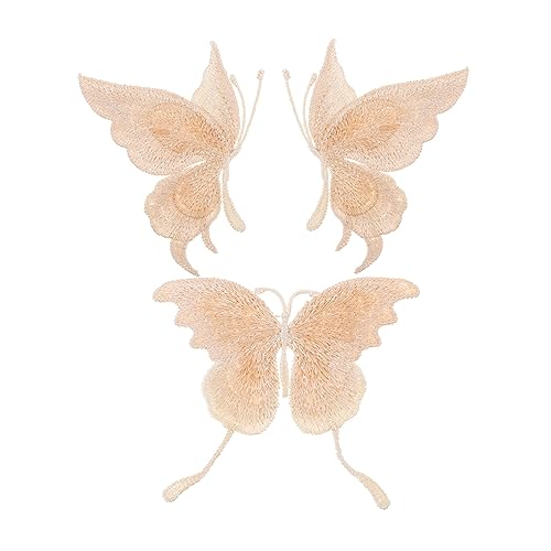 HEALSOPTHY 3 Stück Teiliges Schmetterling Aufnäher Bestickte Stoffapplikationen ohne Kleber Waschbare DIY Patches für Kleidung Taschen Hüte Einfach zu Nähen und Reparieren von HEALSOPTHY