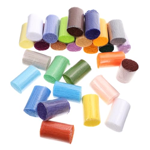 HEALSOPTHY 30 Rollen Vorgestanztes Weiches Dickes Garn für DIY Teppichknüpferei Kurze Wollfäden Hautfreundlich Warm und Bequem für Handarbeit und Teppichherstellung von HEALSOPTHY