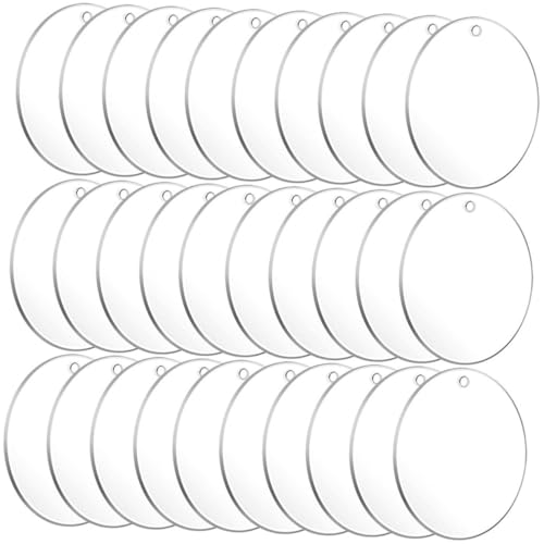 HEALSOPTHY 30 Stück Teiliges Acryl Schlüsselanhänger DIY Transparente Runde Sublimationsrohlinge Langlebig und Vielseitig für Personalisierte Bastelprojekte und Kreative Geschenke von HEALSOPTHY