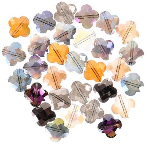 HEALSOPTHY 30 Stück Teiliges Glasperlen Bunte Vierblättrige Kleeblatt perlen für DIY Schmuckherstellung Armbänder Halsketten Bastelperlen Vielseitig Verwendbar Langlebig von HEALSOPTHY