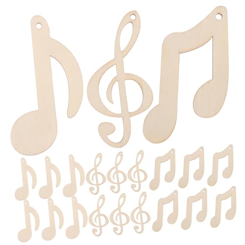 HEALSOPTHY 30 Stück Teiliges Musiknoten Holzscheiben DIY Bastelmaterial Glatte Leichte Holzteile für Kreative Handarbeiten Natürliche Streudeko für Musikpartys und Wohnaccessoires von HEALSOPTHY