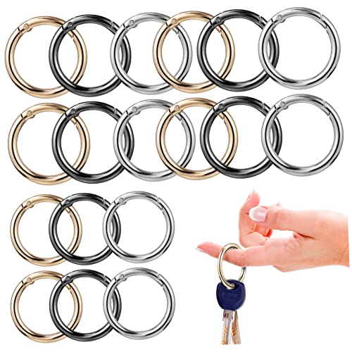 HEALSOPTHY 30 Stück Teiliges Runde Metall Karabinerhaken mit Federverschluss Glänzend Robust und Vielseitig für Taschen Schlüsselanhänger Gepäck und DIY Bastelprojekte Gold Schwarz und von HEALSOPTHY