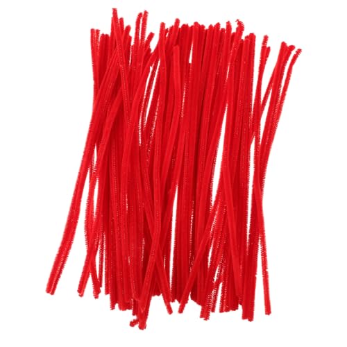 HEALSOPTHY 300 Stück Rote DIY Bastelstäbe aus Sicherem Chenille material Gedrehte Flauschstäbe für Kreative Handarbeiten und Bastelprojekte für Familien von HEALSOPTHY