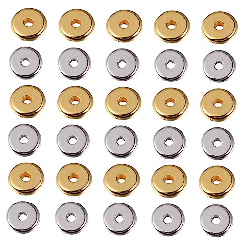 HEALSOPTHY 300Stücke DIY Perlenzubehör Flache Runde Abstandperlen für Armbandherstellung und Silber für Projekte und Handgemachte HEALSOPTHY 300Stücke DIY Perlenzubehör Flache Runde Abstandperlen für Armbandherstellung und Silber für Projekte und Handgemachte von HEALSOPTHY