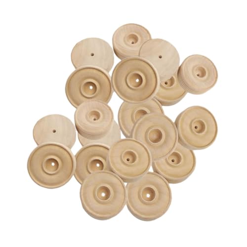 HEALSOPTHY 30Stücke Holzräder für DIY Spielzeugzubehör Handgefertigtes Bastelmaterial Robustem Holz für Projekte und Bastelarbeiten von HEALSOPTHY