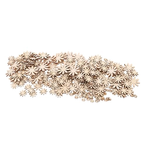 HEALSOPTHY 350 Stück Teiliges Holzblumen zum Bemalen Mini Holzblüten Dekoration Naturholzscheiben für DIY Bastelprojekte Kreative Holzornamente für Geburtstag Hochzeit und Weihnachtsdeko von HEALSOPTHY