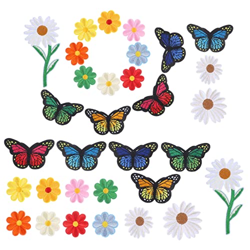 HEALSOPTHY 39 Stück Teiliges Besticktes DIY Aufbügler mit Blumen und Schmetterlingen Hochwertige Kleidung Reparatur Patches zum Aufnähen Langlebige Applikationen für Jeans Taschen Jacken und von HEALSOPTHY