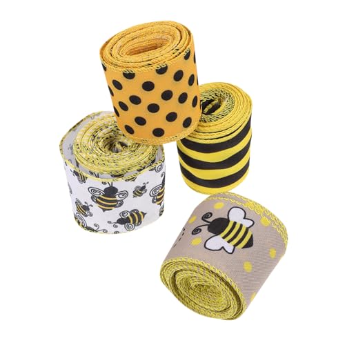 HEALSOPTHY 4 Rollen Bienenmuster Dekoratives Geschenkband Breit Lang DIY Bastelband für Geschenkverpackung Haaraccessoires Party und Hochzeitsdekorationen HEALSOPTHY 4 Rollen Bienenmuster Dekoratives Geschenkband Breit Lang DIY Bastelband für Geschenkverpackung Haaraccessoires Party und Hochzeitsdekorationen von HEALSOPTHY