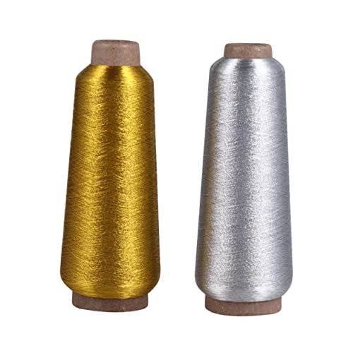 HEALSOPTHY 4 Rollen DIY Metallic Stickgarn Gold Silber für Kreuzstich Computer Stickerei und Kreative Bastelprojekte von HEALSOPTHY