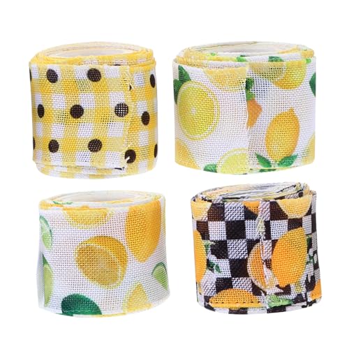 HEALSOPTHY 4 Rollen Dekoratives Webband aus Breit Lang Vielseitiges und Verpackungsband Gemusterte Langlebige Bänder für DIY Kleidung Blumenarrangements Basteln von HEALSOPTHY