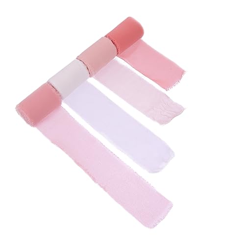 HEALSOPTHY 4 Rollen Hochzeitsband mit Fransenrand Chiffonbänder für Einladungen Blumenarrangements und in Nude Rosa für Rustikale Dekorationen von HEALSOPTHY