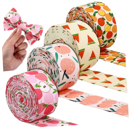 HEALSOPTHY 4 Rollen Sommer Stoffbänder mit Früchtemotiv Verschiedene Breiten Strapazierfähiges Polyamid Geschenkband Langes und Bastelband für Shower Geburtstag Deko und Blumensträuße HEALSOPTHY 4 Rollen Sommer Stoffbänder mit Früchtemotiv Verschiedene Breiten Strapazierfähiges Polyamid Geschenkband Langes und Bastelband für Shower Geburtstag Deko und Blumensträuße von HEALSOPTHY