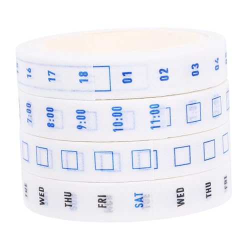 HEALSOPTHY 4 Rollen Zeitmanagement Washi Tape Set Dekorative Klebebänder für Planung Journaling und Scrapbooking und Datumsabschnitte für Effiziente Organisation von HEALSOPTHY