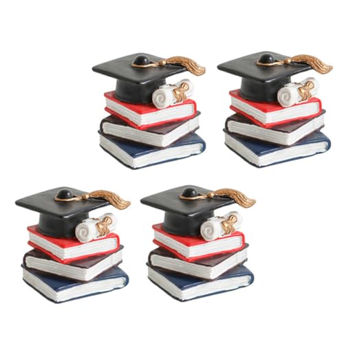 HEALSOPTHY 4 Stück Buchschmuck Aus Harz Kuchenparty-ornamente Dekoration Mini-kronen-kuchenaufsatz Goldene Muffinförmchen Hochzeitstorte Kundenspezifischer Kuchendeckel Buchstapel- Black von HEALSOPTHY