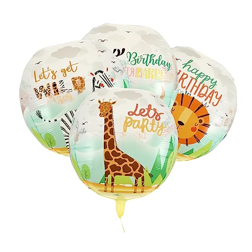 HEALSOPTHY 4 Stück Dschungel -Tierballon Dusche Thema Luftballons in verschiedenen Farben Geburtstag Luftballons klare Luftballons Babypartyballon Dschungel-Babyparty-Dekorationen -Nylon von HEALSOPTHY