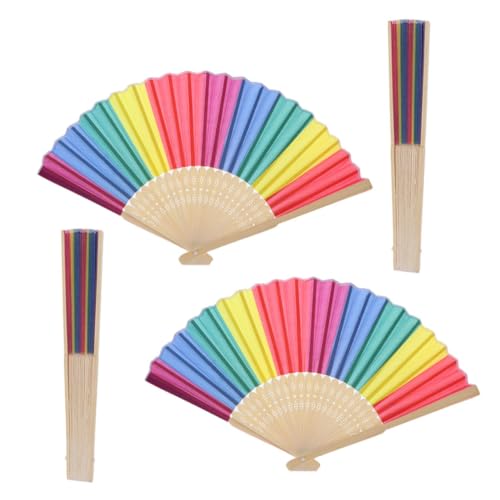 HEALSOPTHY 4 Stück Klappfächer mit Regenbogenmuster Handgefertigt Robust und Vielseitig als Tanzrequisiten und Dekorative Kinderfächer für Sommer und Reisen HEALSOPTHY 4 Stück Klappfächer mit Regenbogenmuster Handgefertigt Robust und Vielseitig als Tanzrequisiten und Dekorative Kinderfächer für Sommer und Reisen von HEALSOPTHY