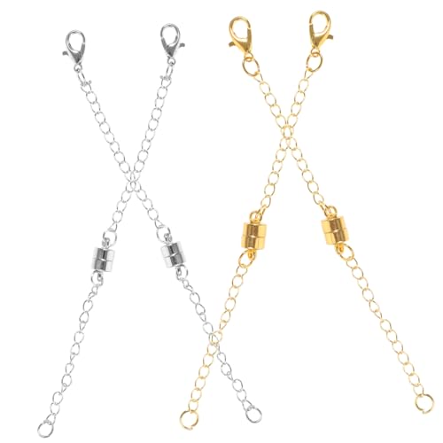 HEALSOPTHY 4 Stück Magnetverschluss Kettenverlängerung für DIY Schmuck Glänzend mit Karabinerverschluss für Armbänder und Mehr von HEALSOPTHY