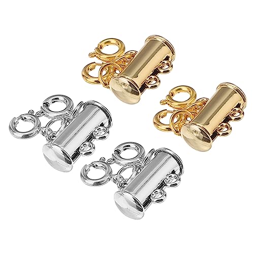 HEALSOPTHY 4 Stück Schiebeverschluss Halsketten für Frauen goldene Accessoires für Frauen Schmuck personalisierte halskette armband zubehör mehrschichtige Kettenverbinder Halskettenschnalle von HEALSOPTHY