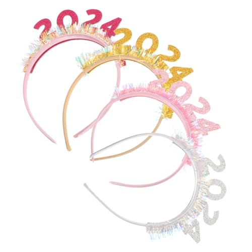 HEALSOPTHY 4 Stück Teiliges Glitzer Stirnband Festliches Haarreif Partydeko Weiche Kunststoffhaarschmuck Dekorative Silvester Haarreifen für Damen und Mädchen Neujahrsfeier Zubehör von HEALSOPTHY