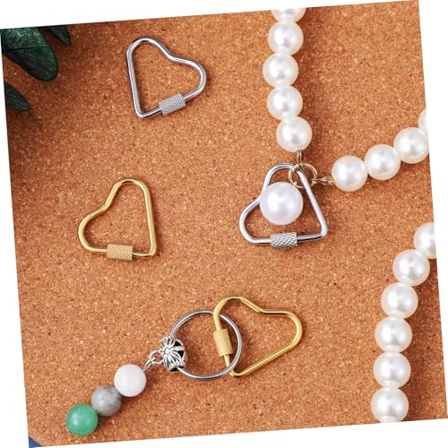 HEALSOPTHY 4 Stück Teiliges Herzförmiges Edelstahl Karabiner Schwerlast Clip mit Sicherung Robuster Schlüsselanhänger für Schmuck Taschen und DIY Schmuckherstellung von HEALSOPTHY