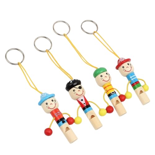 HEALSOPTHY 4 Stück Teiliges Holzpfeifen Cartoon Pirat Schlüsselanhänger Ergonomisch Sicher für Frühe Musikkultur Geburtstagsgeschenk Holzpfeife Bunte von HEALSOPTHY