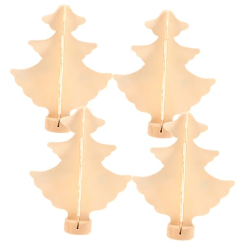HEALSOPTHY 4 Stück Teiliges Kleine Holz Weihnachtsbaum Modelle DIY Weihnachtsbaum Bastelset Unbemalt Kinderfreundlich zum Bemalen und Dekorieren für Festtagsdeko Zuhause und Büro von HEALSOPTHY