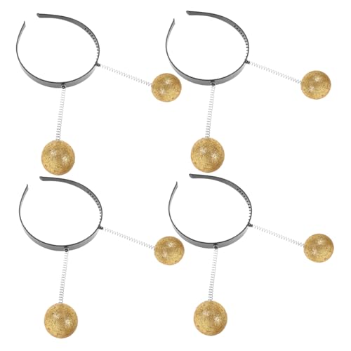 HEALSOPTHY 4 Stück Teiliges Party Haarband mit Goldfarbenen Schaumstoffkugeln Federleichtes Stirnband für Damen und Mädchen für Halloween Cosplay Faschingskostüm Karneval und Festliche von HEALSOPTHY