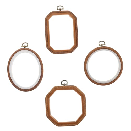 HEALSOPTHY 4 Stück Teiliges Stickrahmen Holzimitat Kreuzstichrahmen Oval Rund Langachteck DIY Stickerei Rahmen für Präzises Handarbeiten und Bastelarbeiten von HEALSOPTHY