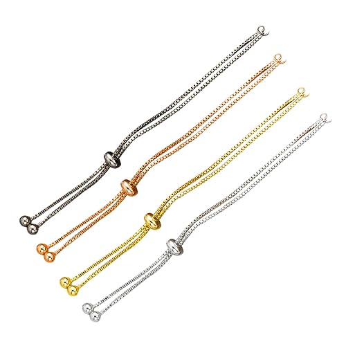 HEALSOPTHY 4 Stück Teiliges Verstellbares Armband Diy Rundperlen Handkette Halbfertige Schmuckzubehör für Gold Weißgold Roségold Schwarz von HEALSOPTHY