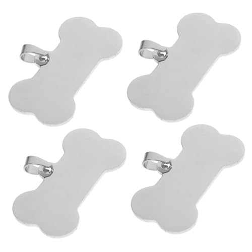 HEALSOPTHY 4 Stück Tierschild Aus Edelstahl Haustier Hundezauber Leerer Anhänger Leer Stanzen Hundemarke Eingraviert Hundeschilds Für Haustiere Stempel Charms Silver Rostfreier Stahl von HEALSOPTHY