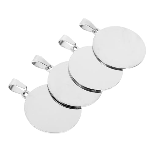 HEALSOPTHY 4 Stück Tierschild aus Edelstahl Haustier runder Anhänger leerer Anhänger Gravierbarer Metallanhänger Blanko-Tag-Anhänger stanzen Rostfreier Stahl Silver von HEALSOPTHY