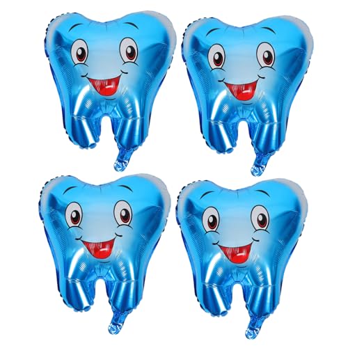 HEALSOPTHY 4 Stück Zahnballons Niedliche Shower Dekoration aus Aluminiumfolie für Geburtstagsfeiern und Babypartys Passend für Drinnen und Draußen Farben für Unvergessliche Erinnerungen von HEALSOPTHY