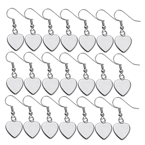 HEALSOPTHY 40 Stück Herzform Diy Ohrringe Ohrring Basisplatten Schmuck Eardrop Dangler Bastelbedarf für Zeitglas Patch Silber für Party und Besondere Anlässe von HEALSOPTHY