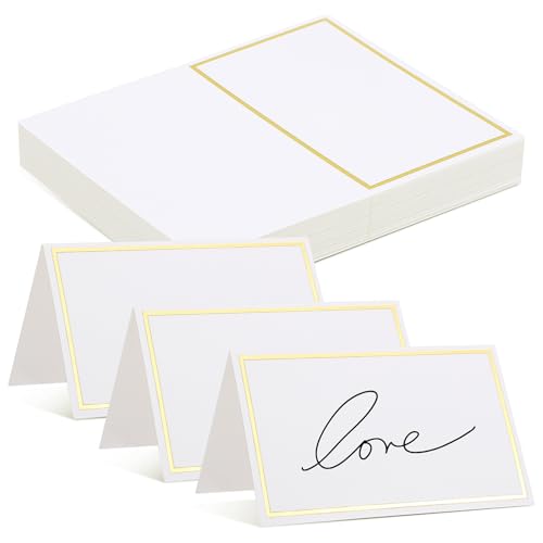 HEALSOPTHY 40 Stück Teiliges Blanko Tischkarten mit Goldfolienrand Dickes Papier Beschreibbar für Hochzeit Bankett Dinnerparty als Platzkarten für Gäste Stilvolle Tischdekoration HEALSOPTHY 40 Stück Teiliges Blanko Tischkarten mit Goldfolienrand Dickes Papier Beschreibbar für Hochzeit Bankett Dinnerparty als Platzkarten für Gäste Stilvolle Tischdekoration von HEALSOPTHY