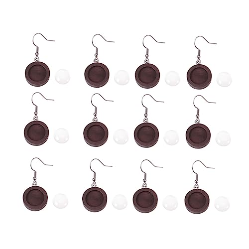 HEALSOPTHY 40 Stück Teiliges DIY Ohrhaken aus Holz mit Runden Basen Ohrstecker Rohlinge und Schmuckzubehör für Individuelles Basteln Dunkle Kaffeefarbe für Ohrringe Selber Machen und von HEALSOPTHY