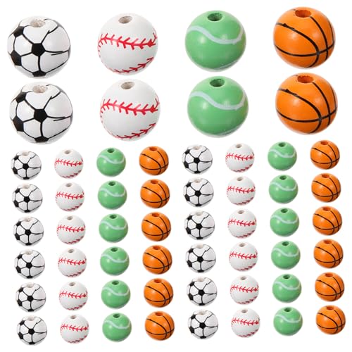 HEALSOPTHY 40 Stück Teiliges Holzperlen Charms Robuste Leichte Kugelperlen Auffädeln für DIY Schmuckherstellung Vielseitig Verwendbar für Armbänder Halsketten und Bastelprojekte von HEALSOPTHY