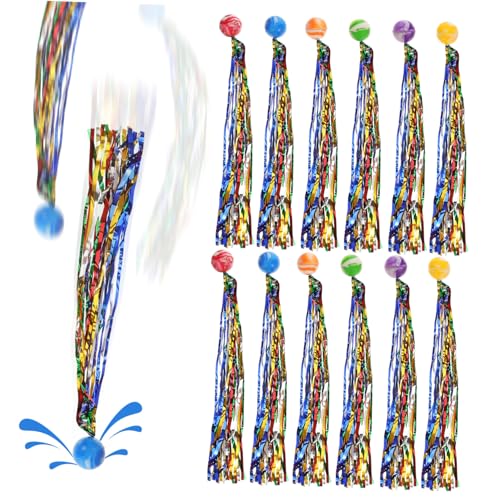 HEALSOPTHY 40 Stück Teiliges Kleine Elastische Bälle mit Bunten Schweifen Vielseitige Party Giveaways und Karnevalspreise Fördert und Fingerfertigkeit für Geburtstag und Outdoor Spielspaß von HEALSOPTHY