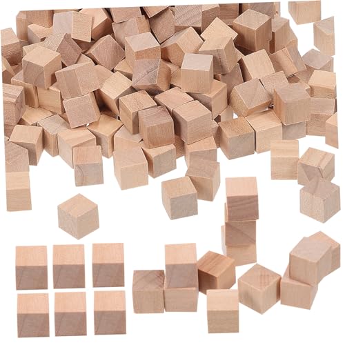 HEALSOPTHY 400 Stück Holzklötzchen zum Basteln Unbehandelte Holz Würfel Glatte Oberfläche Natürliche Holzblöcke für Kreative DIY Projekte Pädagogische Holzquadratblöcke für Erwachsene von HEALSOPTHY
