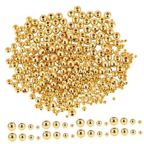 HEALSOPTHY 400 Stück Metall Spacer Perlen Goldfarben Kupfer Runde Schmuckperlen mit Farbbeständigkeit Robust und Sicher für DIY Armbänder und Halsketten Originelle Perlen HEALSOPTHY 400 Stück Metall Spacer Perlen Goldfarben Kupfer Runde Schmuckperlen mit Farbbeständigkeit Robust und Sicher für DIY Armbänder und Halsketten Originelle Perlen von HEALSOPTHY