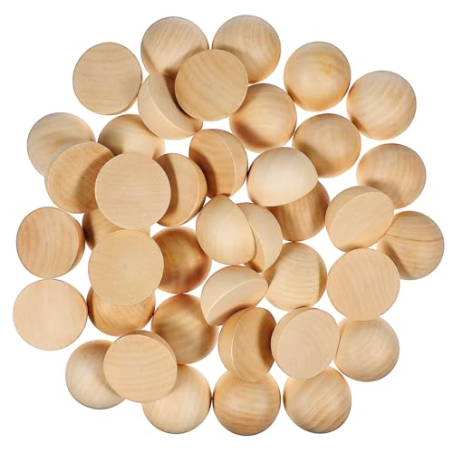 HEALSOPTHY 40Stücke Halbe Holzkugeln Große DIY Holzperlen für Bastelprojekte Glatte Oberfläche Leicht und Kompakt Dekorieren Vielseitige Bastelmaterialien von HEALSOPTHY