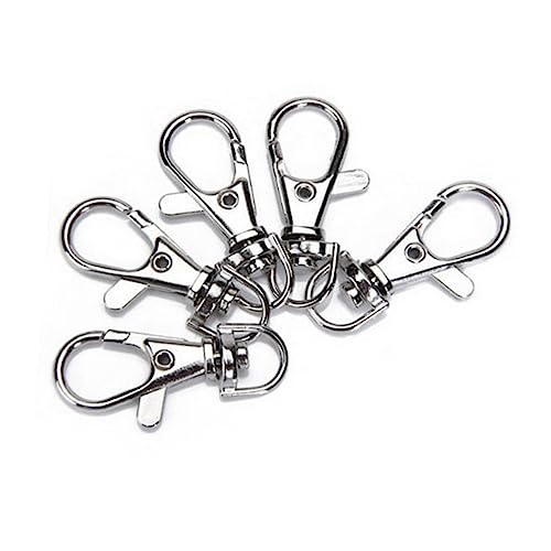 HEALSOPTHY 40Stücke Hochwertige Metall Karabinerhaken Schlüsselanhänger Silber Robuste Drehverschluss Clips für Schlüsselringe Hundeleinen Bastelprojekte und Mehr von HEALSOPTHY