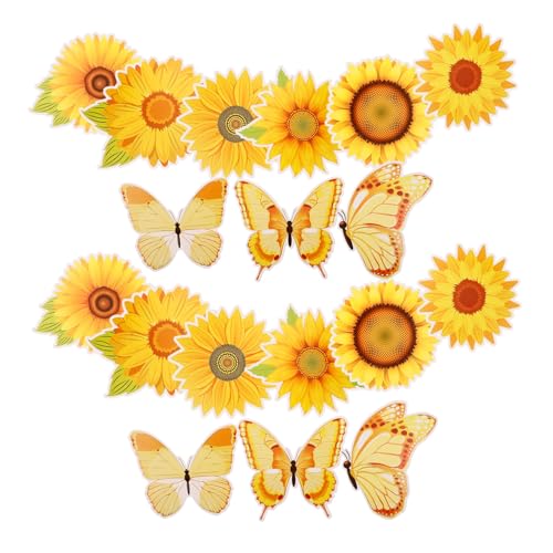 HEALSOPTHY 45 Stück Sonnenblumen-decoupage Dekorationen Klassenzimmer - -sonnenblumen Blumendekor Diy Sonnenblumenausschnitte Sonnenblumen-wanddekoration Dekorativ Für Groß Yellow Papier von HEALSOPTHY