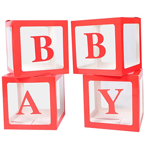 HEALSOPTHY 4Er-Packung Ballon-Box Kleinkind Dekorationen erröten Hallo Babypartydekoration Junge luftballons Ballonboxen für die Babyparty Ballonboxen für Babys Papier rot von HEALSOPTHY